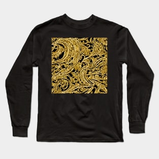 Black and Gold Filigree pattern Long Sleeve T-Shirt